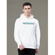 Red Tape Mens Off White Graphic Print Cotton Polyester Fleece Baggy Fit Hoodie