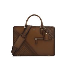 Da Milano Genuine Leather Brown Laptop Bag Fit Up To 14 Inch