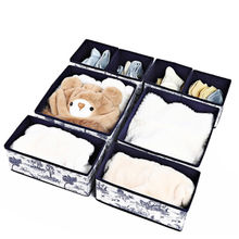 House of Quirk Foldable Cloth Storage Box Closet Dresser Drawer Organizer Blue (Set of 8)