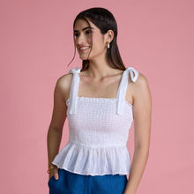 Twenty Dresses by Nykaa Fashion White Solid Tie Up Short Peplum Top