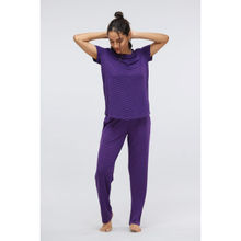 NeceSera Purple Wavy Modal Printed Pajama (Set of 2)