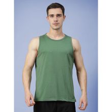 CHKOKKO Green Men Cotton Gym Tank Tops