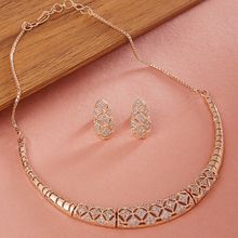 Zaveri Pearls Rose Gold Cubic Zirconia Party Bling Necklace & Earring Set-ZPFK15274