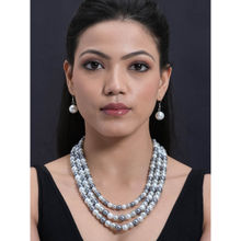 Designbox Grey Timeless 3 Layer Pearl Necklace Set