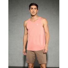 Technosport Men Melange Slim Fit Scoop Neck Sports Innerwear Peach Vest with TECHNOCOOL+