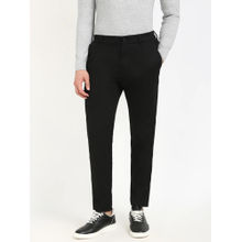 Calvin Klein Black Tapered Fit Solid Mid Rise Chinos