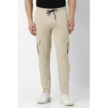 Van Heusen Men Beige Solid Slim Fit Casual Track Pant