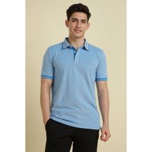 Allen Solly Men Light Blue Solid Polo Neck T-shirt