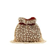 THE TAN CLAN Red Rimsha Pearl Potli Bag with Tassels