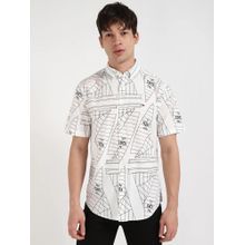 Tommy Hilfiger Mens White Printed Regular Fit Poplin Shirt