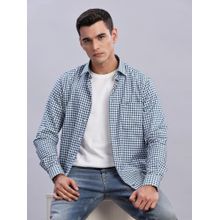 Tommy Hilfiger Mens Blue Checks Regular Fit Plain Shirt