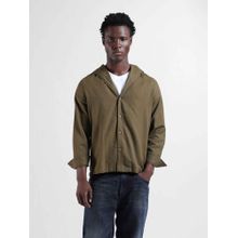 The Indian Garage Co Men Regular Fit Solid Hooded Shirt - Olive