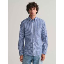 GANT Mens Blue Striped Regular Fit Classic Poplin Shirt