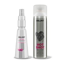 BBLUNT Hair Styling Combo, Hot Shot Heat Protection Mist , & Hold Spray