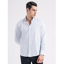 Red Tape Mens Light Blue Dobby Button Down Full Sleeve Striped Shirt