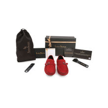 Louis Stitch Solid Red Italian Suede Leathers Slip On Casual Shoes