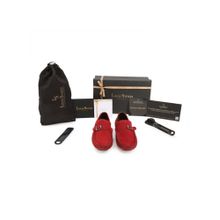 Louis Stitch Italian Moccasins Ferrari Red Suede Plain Loafers for Men