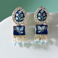 Zaveri Pearls Blue Meenakari Traditional Butterfly Jhumki Earring-ZPFK14379