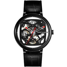 CIGA DESIGN Automatic Mechanical Watch with Black Leather Strap Skeleton - Z021-BlBl-W1