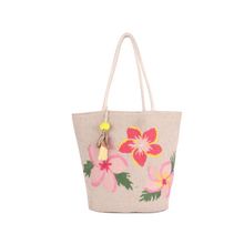 Astrid Floral Embroidered Cotton Jute Bag