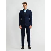 Arrow Solid Blue Full Sleeves Formal Suit Blazer and Waistcoat with Pant (Set of 3)
