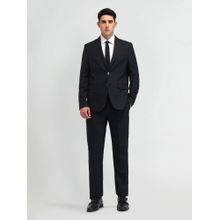 Arrow Textured Black Full Sleeves Suit Blazer with Pant (Set of 2)