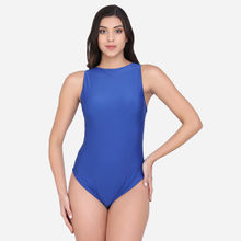 Da Intimo Sleeveless One Piece Nylon Swimwear Adjustable Straps Round Neck - Blue