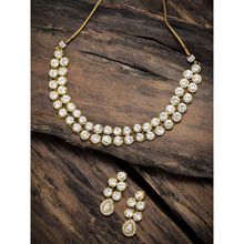 Zaveri Pearls Gold Tone Ethnic Choker Stones Studded Necklace & Earring Set - ZPFK8876