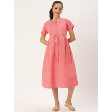 Nejo Feeding/Nursing Maternity Midi Dress - Pink