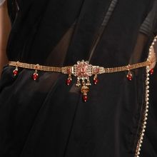 Saraf RS Jewellery Gold Plated Red Kundan Rajasthani Waist Band Kamarbandh