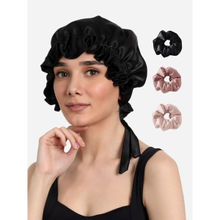 Mueras Hair Bonnet Sleep Cap Scrunchies Combo Black