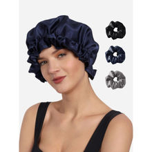 Mueras Hair Bonnet Sleep Cap Scrunchies Combo Navy Blue