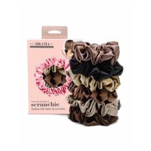 Hair Drama Co. Neutral Silk Satin Scrunchies - Set of 6