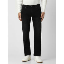 Peter England Men Black Light Wash Slim Tapered Jeans