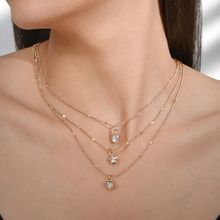 ToniQ Gold Contemporary Stylish Cubic Zirconia Studded Beach Stack Layered Women Necklace