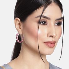 Accessher Silver plated Pink Hoops Earrings for Women