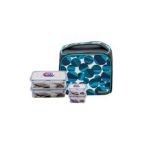 Lock & Lock Plastic Containers Lunch Box Set With Bag, Multicolor (550ml x 2 + 180ml x 2)