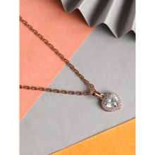 CLARA Silver RoseGold Rhodium Plated Swiss Zirconia Heart Pendant Chain Necklace for Women