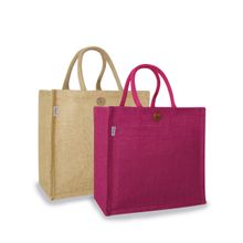 Earth Bags PINK & NATURAL COLOR BAGS WITH LOOP CLOSURE-PACK OF 2