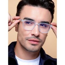 Voyage Light Blue Square Eyeglasses for Men & Women (53)