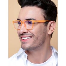Voyage Orange Square Eyeglasses for Men & Women (52)