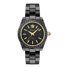 Versace 3 Hands Unisex Analog Black Dial Coloured Quartz Watch - VE6B00123 (M)