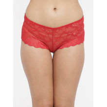 N-Gal Women's Lace See Through Mid Waist Underwear Lingerie Knickers Brief Panty - Red