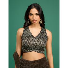 Gajra Gang Desert Rani Black Cotton Lurex Blouse