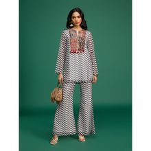 Gajra Gang Desert Rani Black Georgette Chevron Print Co-Ord Set