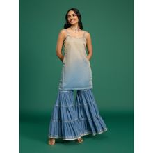 Gajra Gang Desert Rani Blue Shimmer Strappy Kurta & Sharara