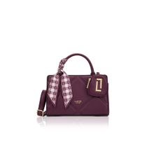 Lavie Luxe Wine Synthetic Leather Textured Satchel with Detachable Strap