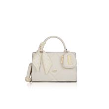Lavie Luxe Off White Synthetic Leather Textured Handheld Bag with Detachable Strap