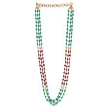 AccessHer Gold Plated Tripple Layer Ruby Jaipuri Necklace Mala