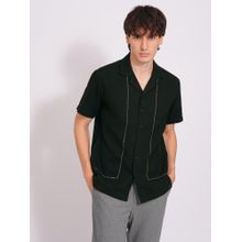 SELECTED HOMME Olive Cuban Collar Cotton Shirt